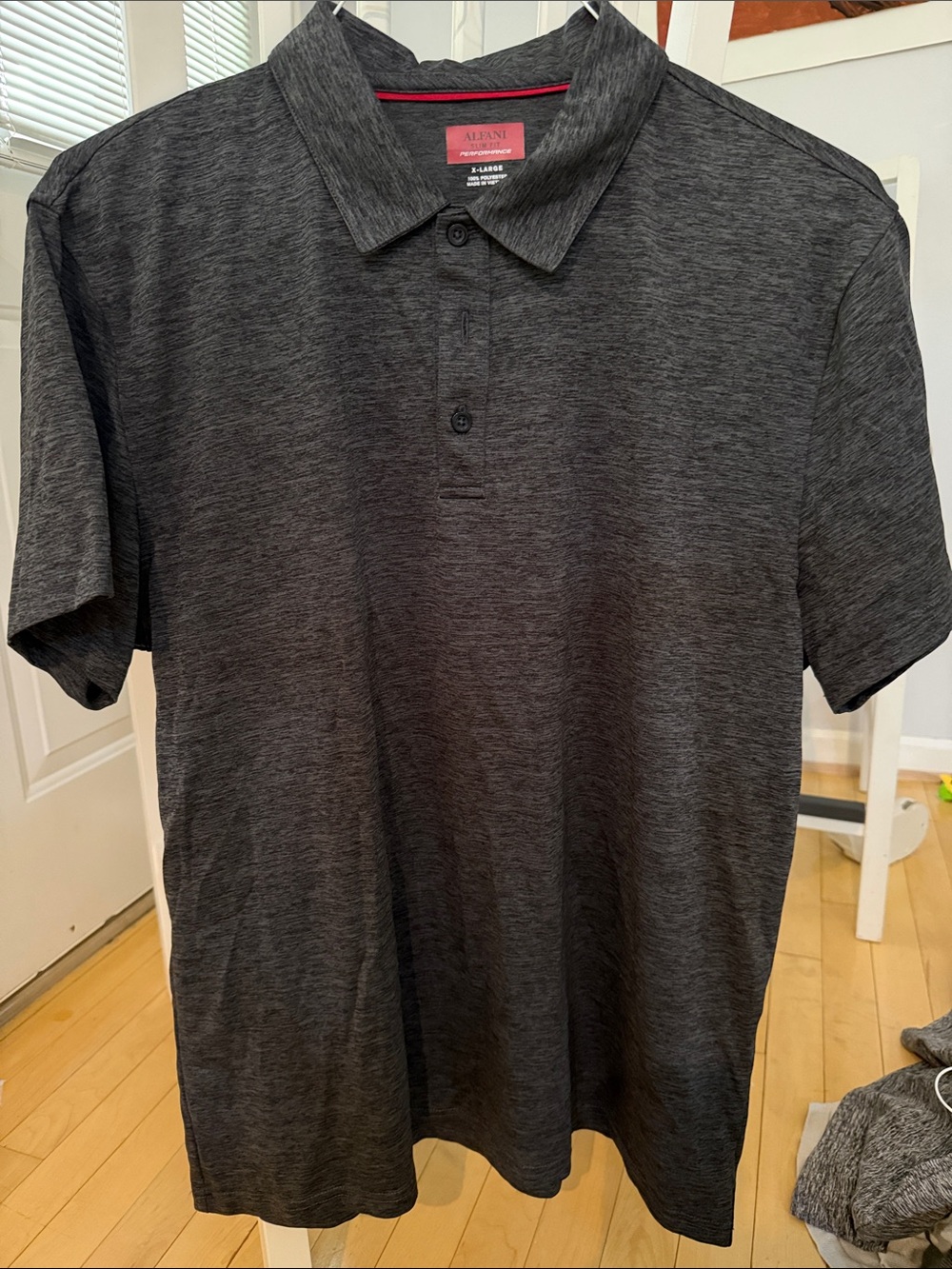 Alfani Men's Heather Charcoal Polo Shirt Slim fit